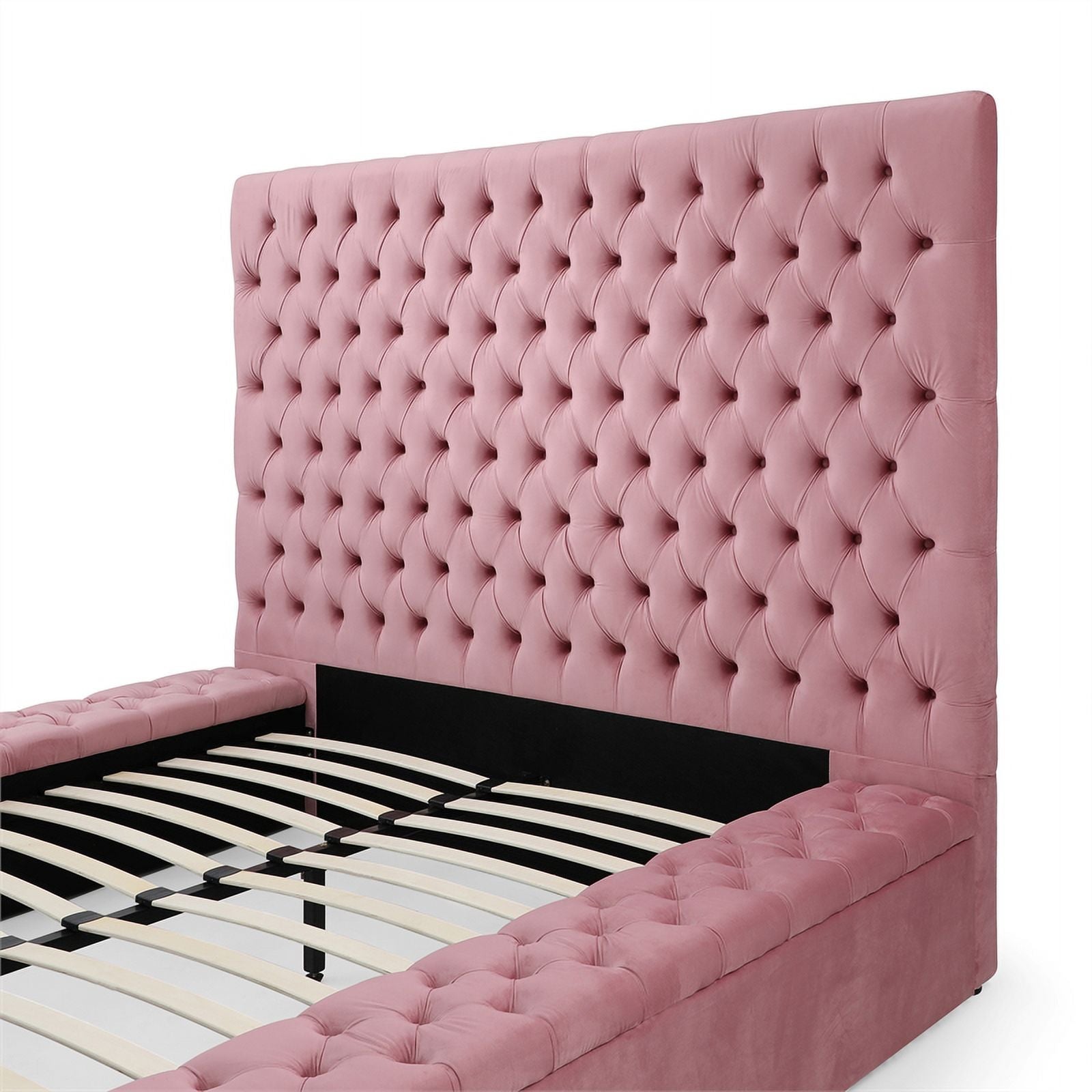 Pink Velvet Upholstered Platform Queen Bed G79339