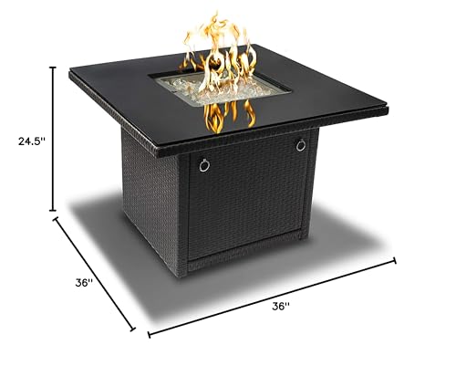 Slate Grey 36-Inch Outdoor Propane Gas Fire Pit Table with Tempered Glass Top J425