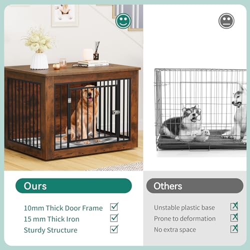 38"L Rustic Brown Dog Crate Furniture N6348