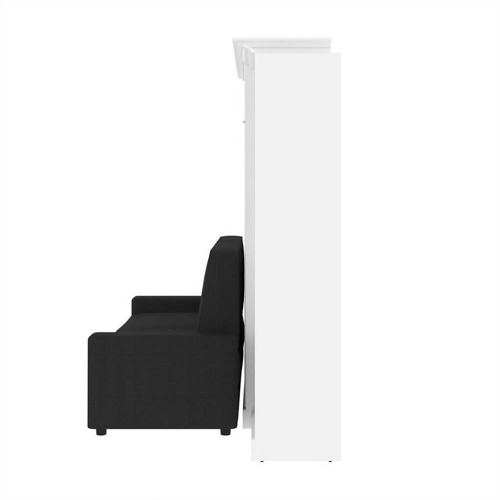 73"W White Gray Wood Full Murphy Bed with Sofa U62784