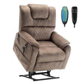 Brown Velvet Oversized Power Lift Recliner Chair with Massage Heat L209