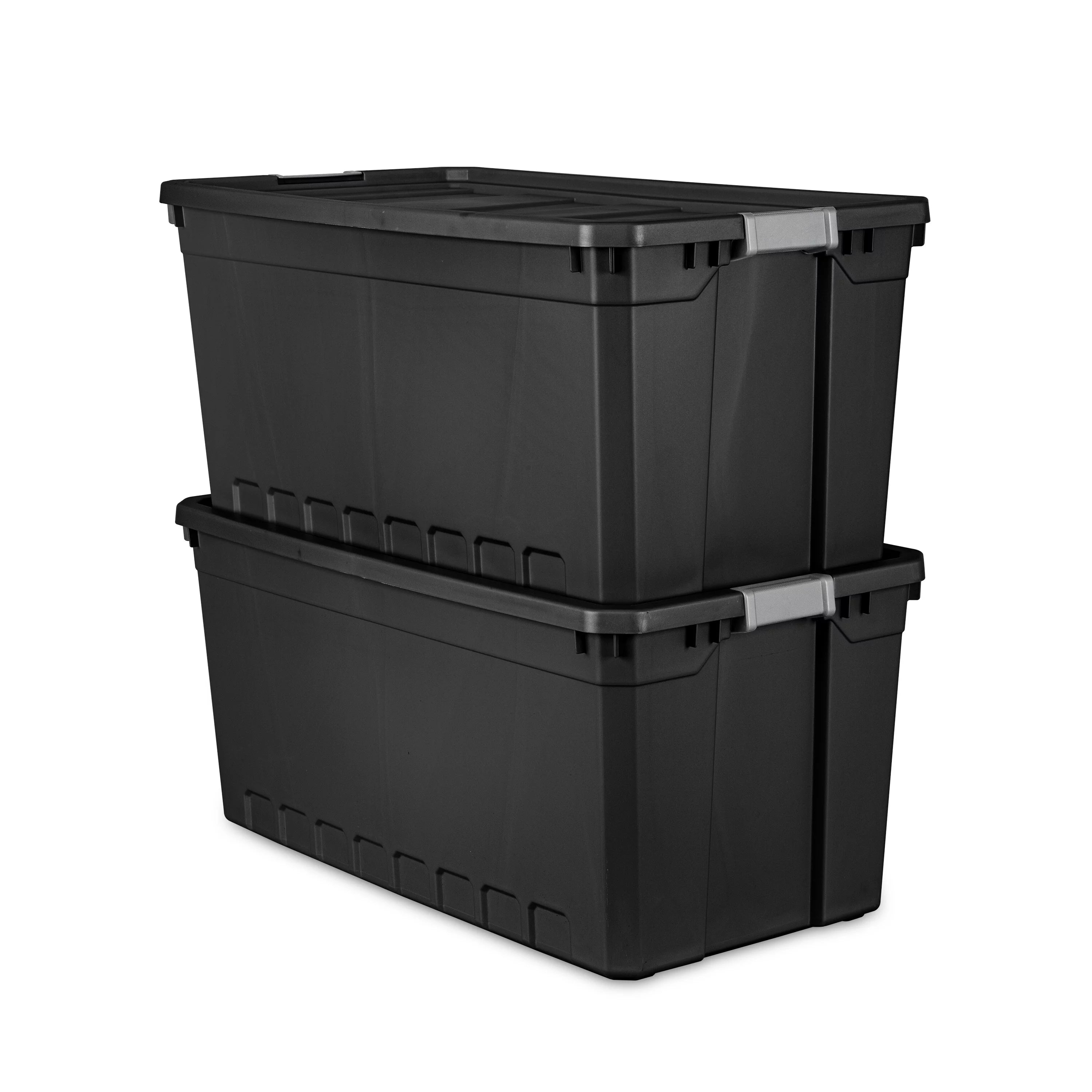 50 Gallon Black Plastic Stacker Tote Set of 3 B8752