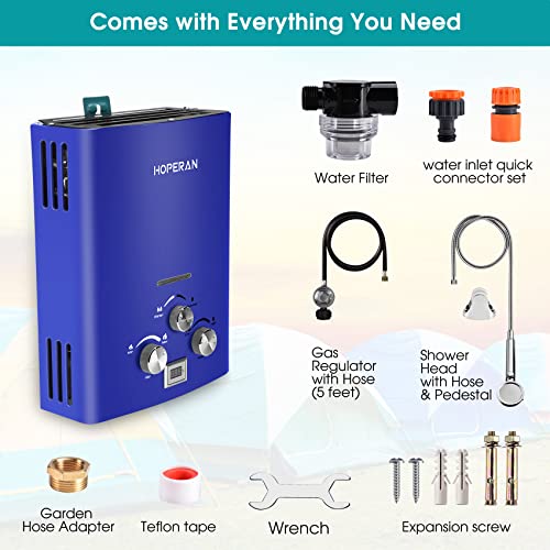 Blue 1.6GPM 6L Portable Propane Tankless Water Heater A1364