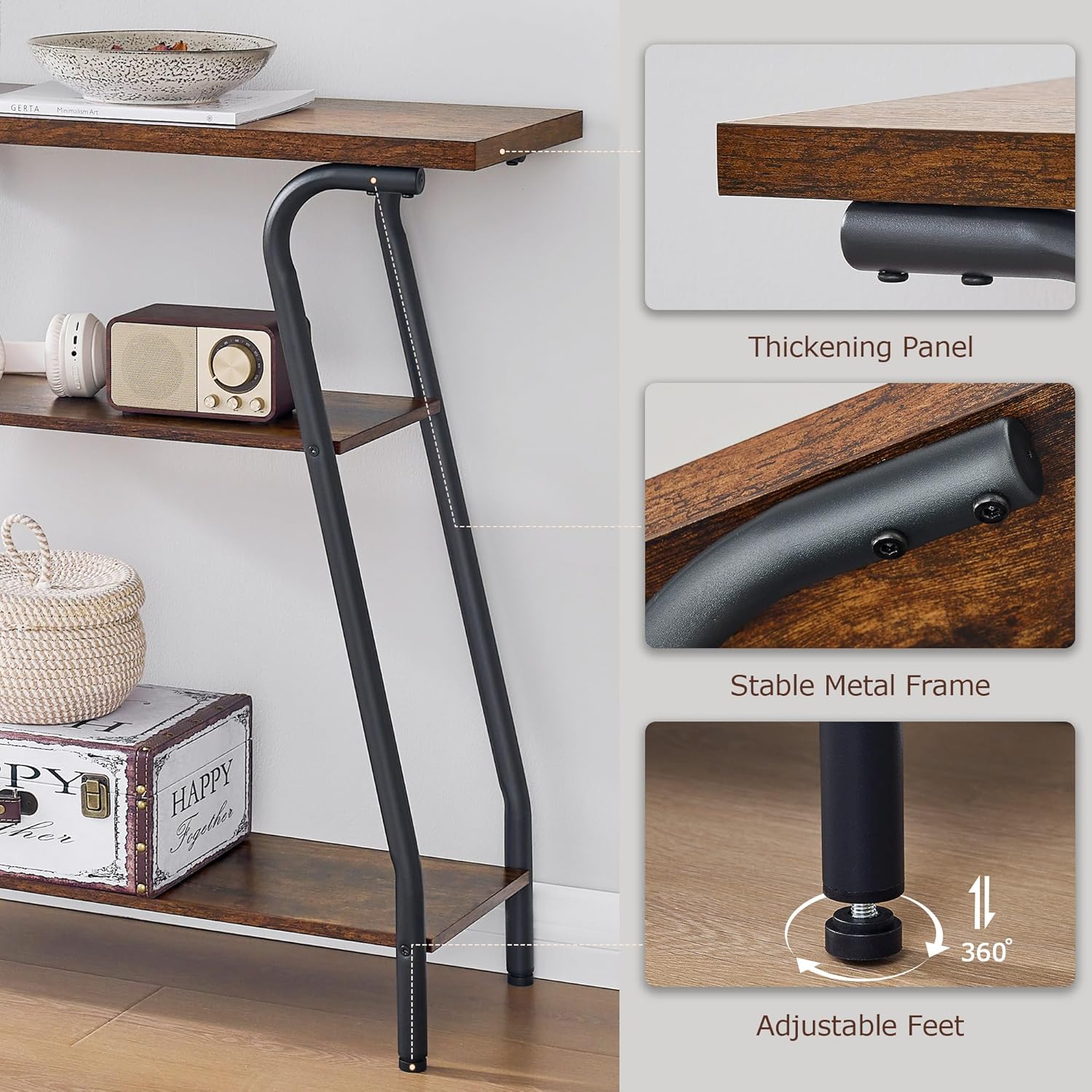 Narrow Console Table with Storage Shelves U71399