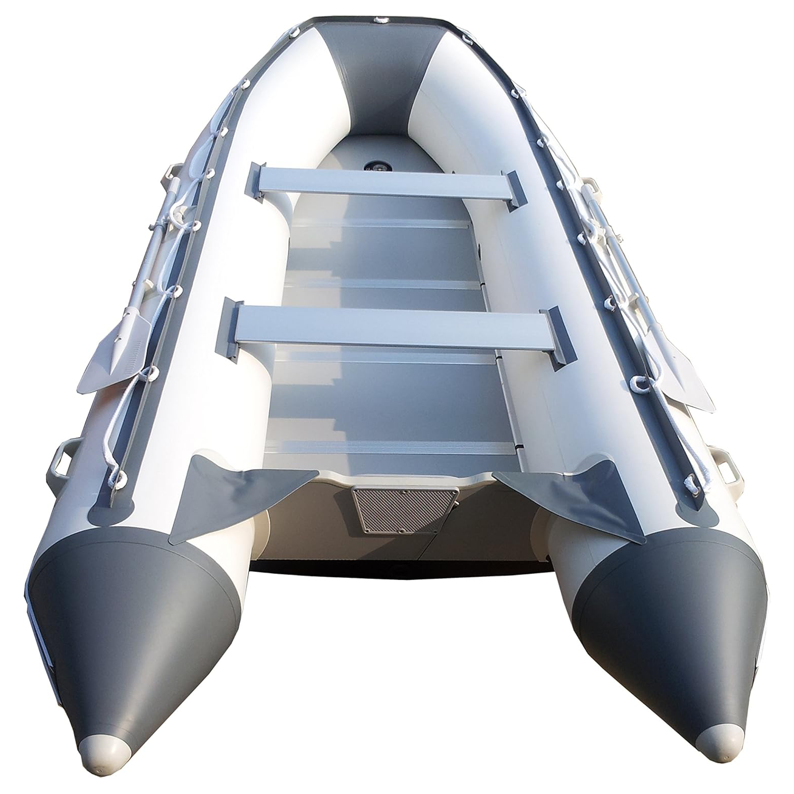 12ft 6in Inflatable Dinghy Boat Tender - 6 Person - 20 Horsepower, White/Gray L953