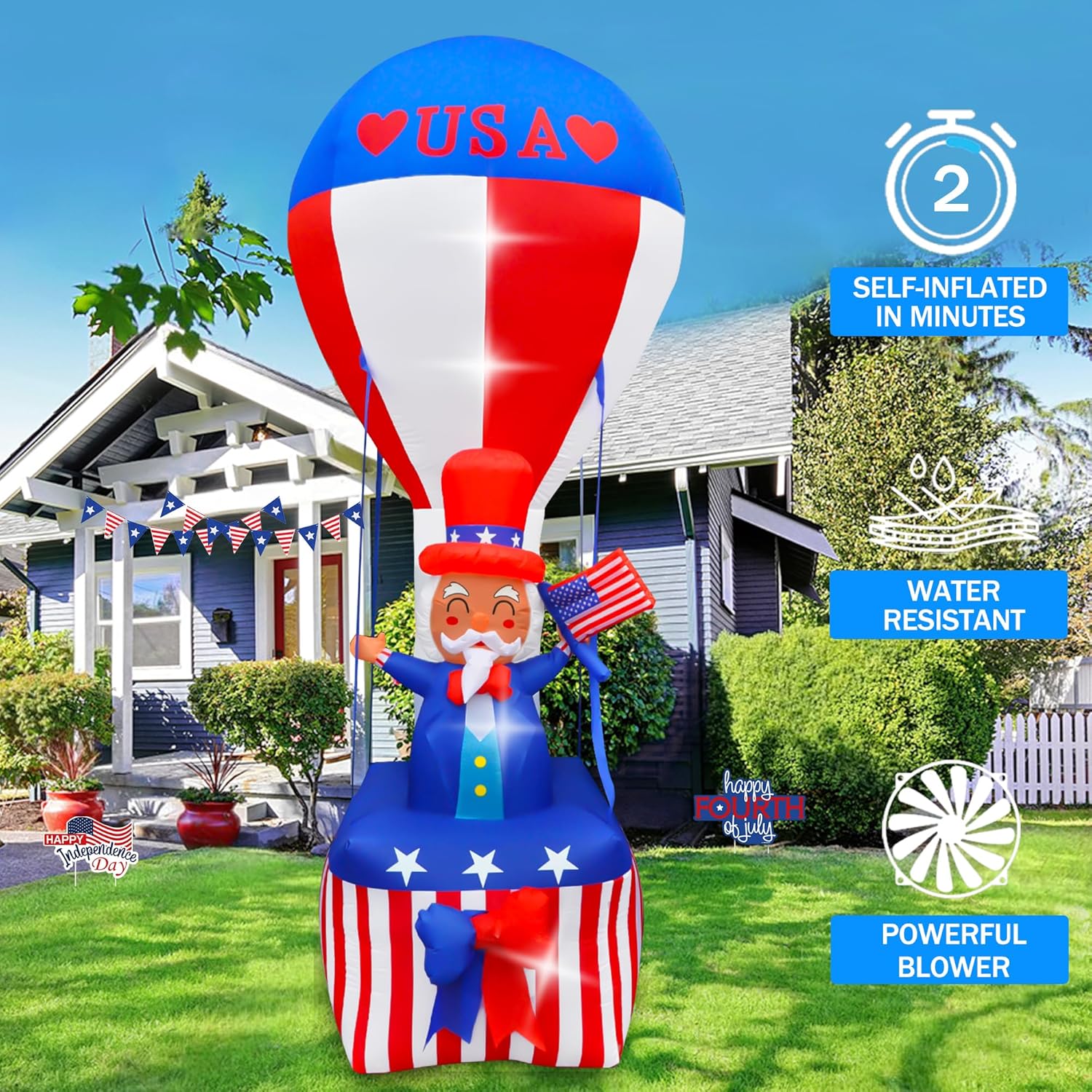 9FT Uncle Sam on Hot Air Balloon Inflatable with LED Lights N775141