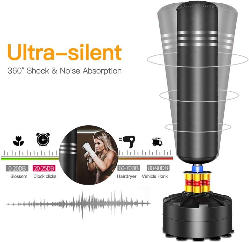 Black 69" Freestanding Punching Bag with Suction Cup Stand S7003