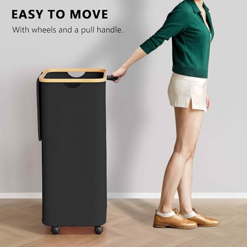 Gray 29 Gal Rolling Laundry Hamper with Lid R905351