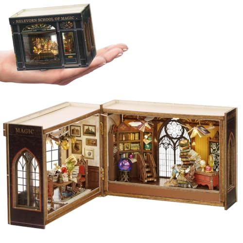 Miniature House Kit DIY Dollhouse Kit with Furnitures 3D Wooden Puzzle Bookend Bookshelf Decor Tiny House Crafts I854190