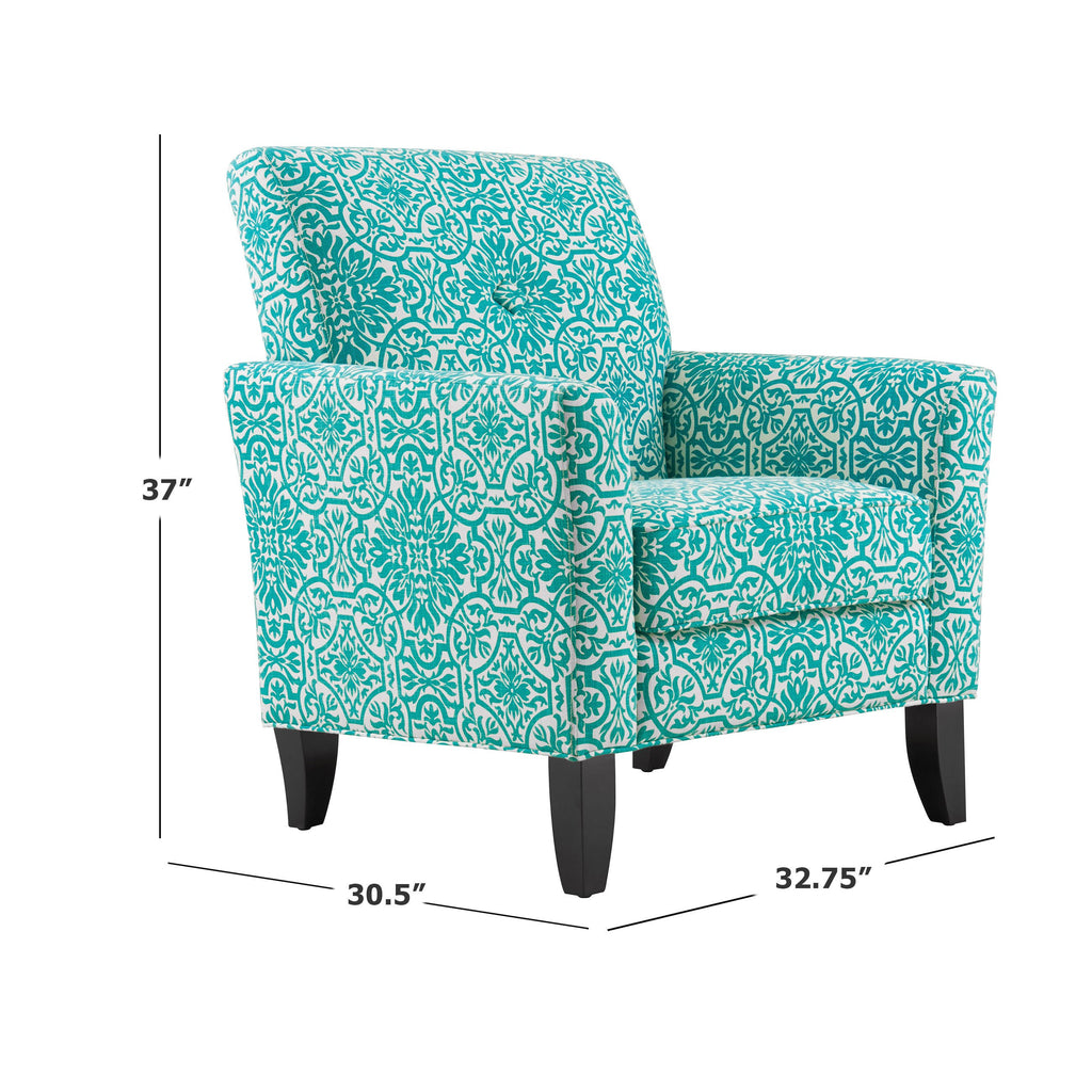 Button Tufted Arm Chair Gold Damask Y9245
