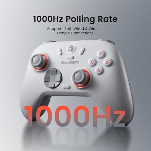 Wireless PC Controller with Hall Effect Joysticks & Triggers, 2.4G & Wired, Remappable Buttons (White) Y136