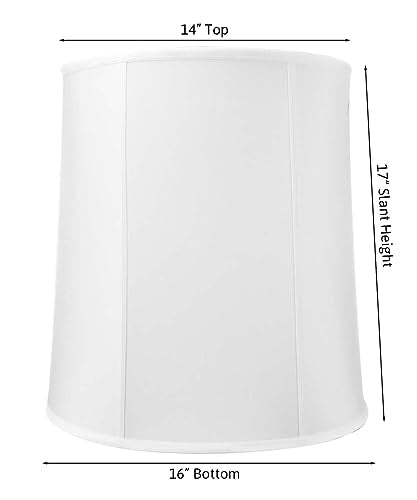 14"x16"x17" Tall Drum Lampshade with White Shantung Fabric K43188