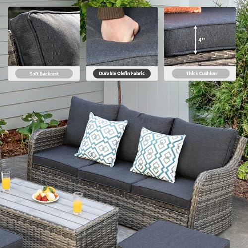 14 Piece Brown Rattan Patio Sectional Sofa Set with Coffee Table E132