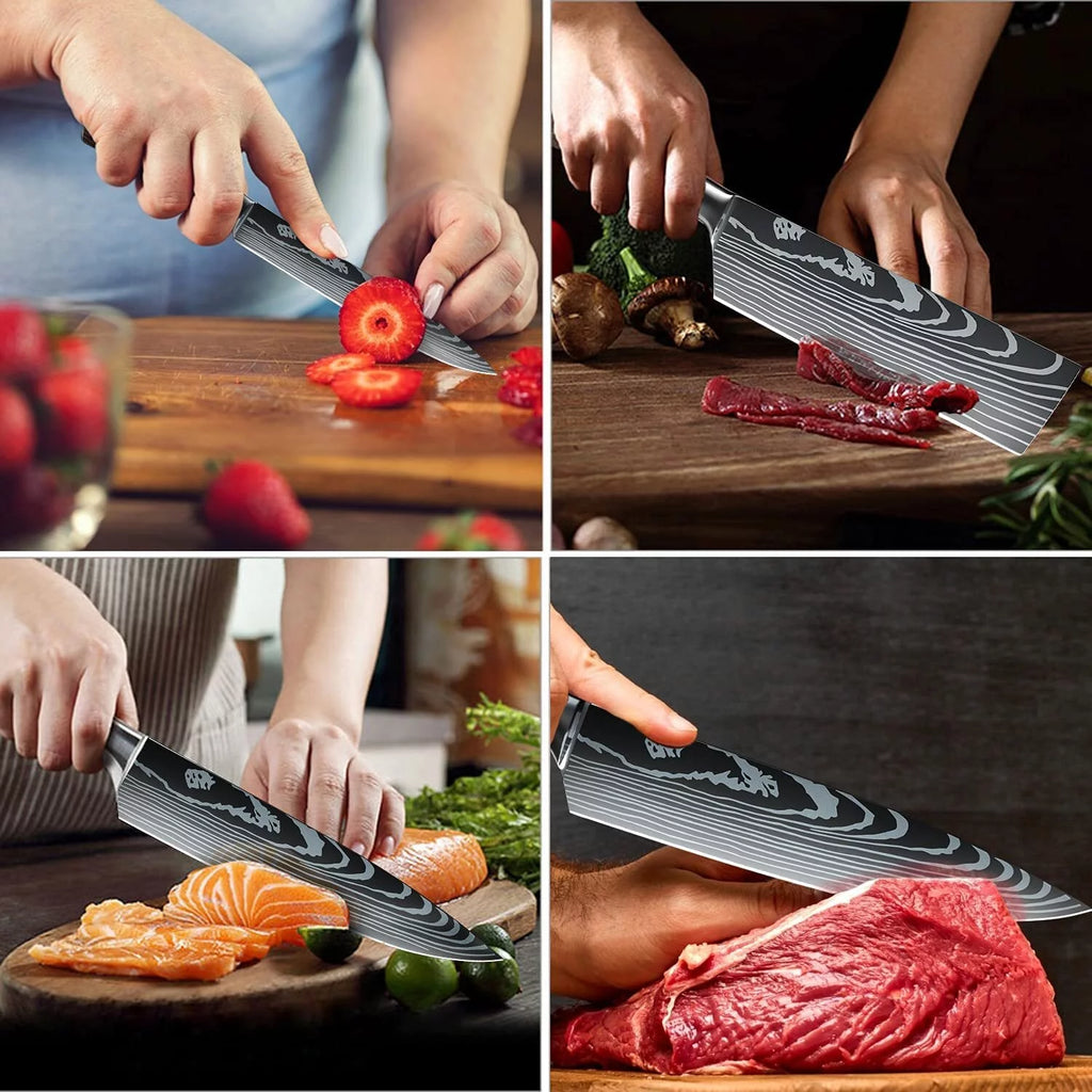8 Pieces 3.5-8 Inch 440A Stainless Steel Kitchen Chef Knife Set V627630