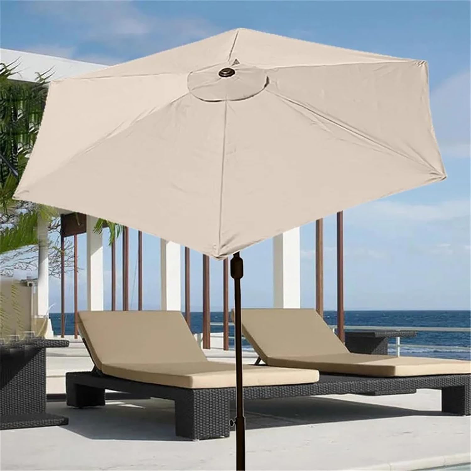 9.8ft Patio Umbrella Replacement Top Cover with 8 Ribs (White) Y4640