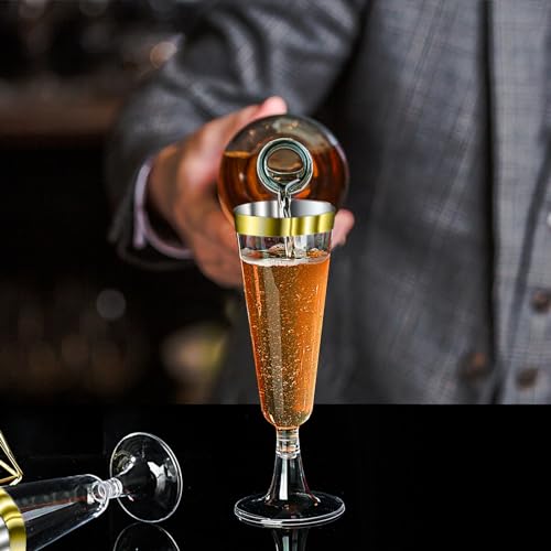 40 Pcs Gold Glitter Plastic Champagne Flutes P591