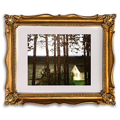 11x14 Black Ornate Picture Frame with White Mat S173