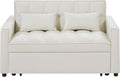Ivory Velvet 2 Seater Convertible Loveseat Sleeper Sofa with Pull-Out Bed C4009