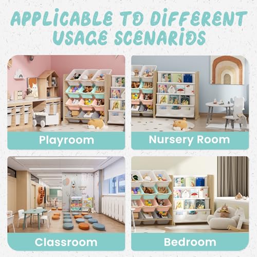 12 Bin 4 Shelf Toy Storage Organizer with Bookshelf P521