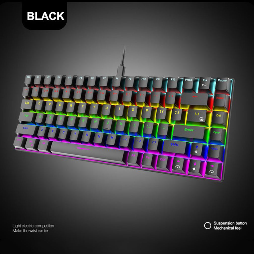 84 Key RGB Luminous Mechanical Keyboard USB C Wired 70% Compact Waterproof Keyboard J7163
