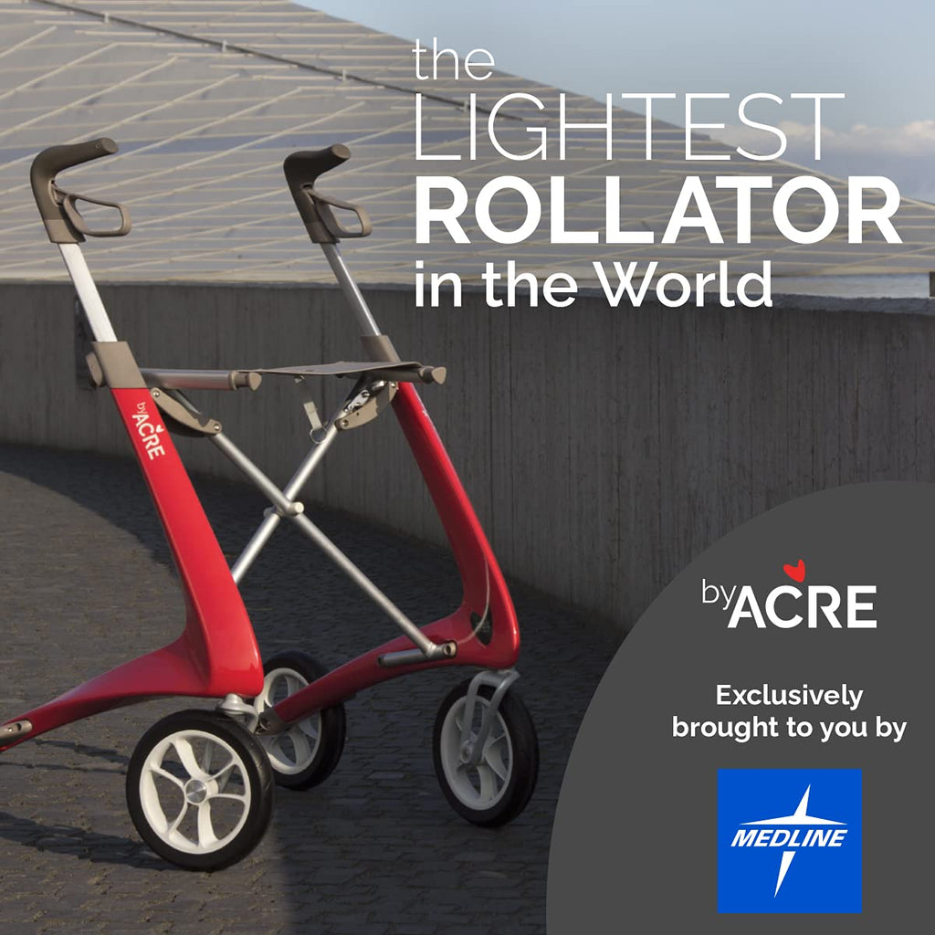 Black Carbon Ultralight Rollator Walker with Organizer Bag, Wide Track, 18.5" x 24" Seat P360429