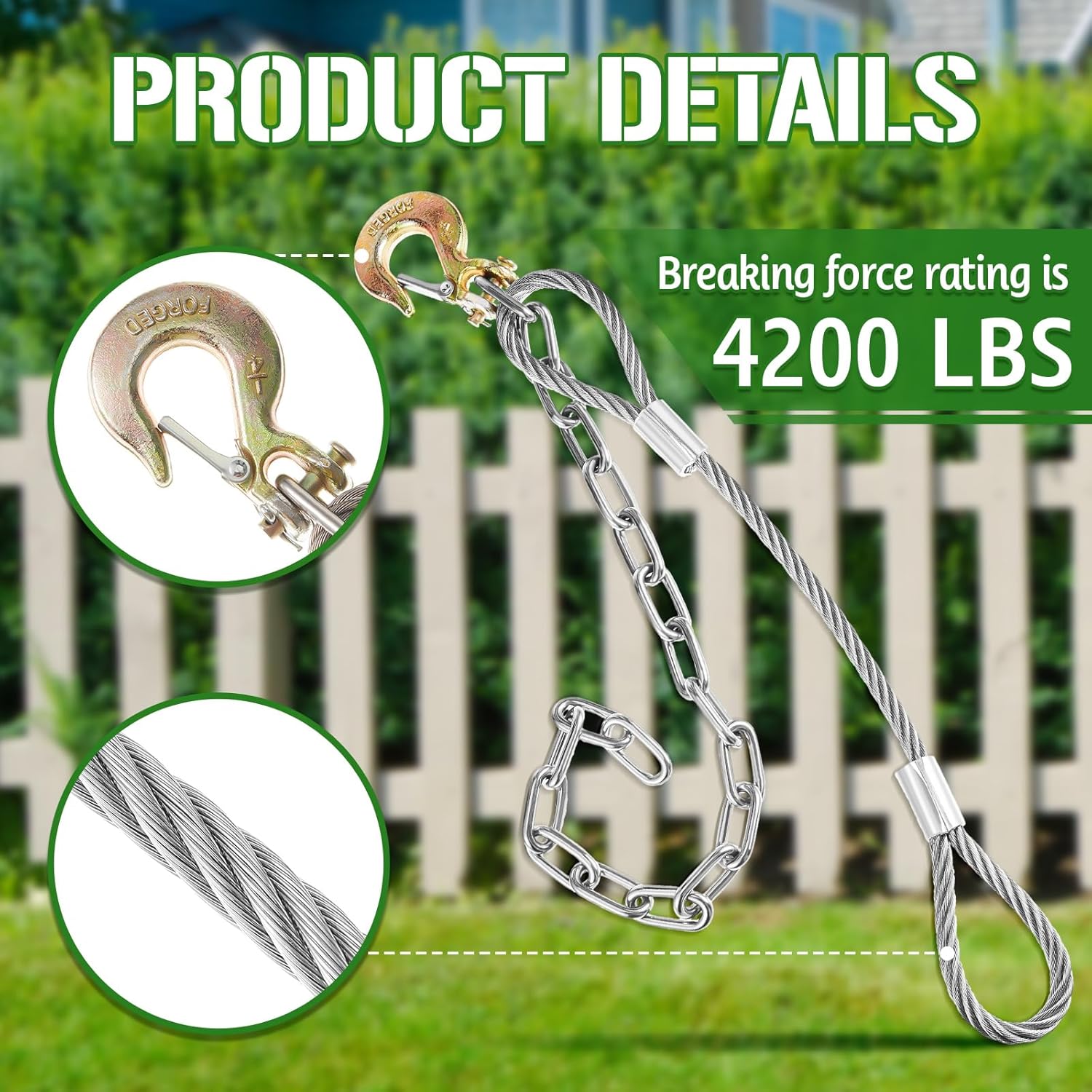 Silver 42.13 Inches Long Heavy Duty Fence Post Puller Tool with Chain and Slip Hook X844773