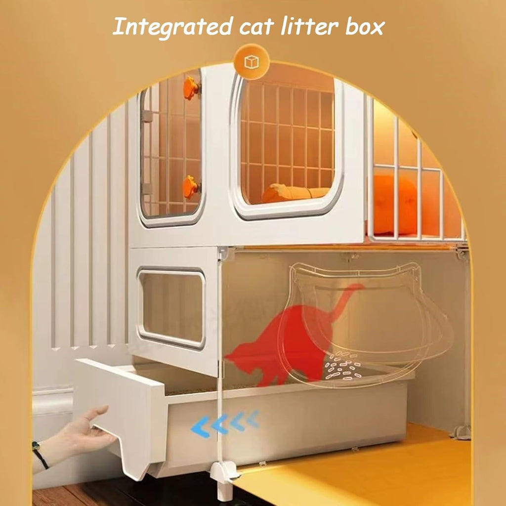 Cat Cage with Cat Litter Box, Large 2/3 Tier Cat Playpen Cat Kennels U8804