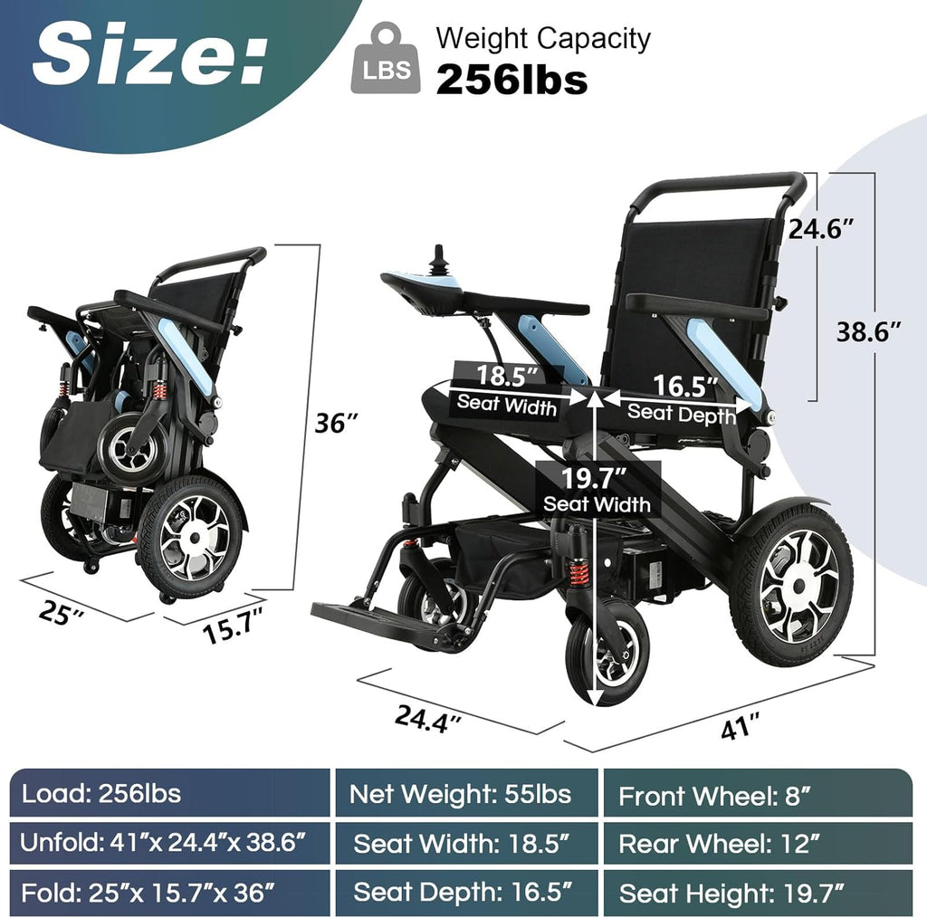 Lightweight Foldable All Terrain Motorized Wheelchair with 20AH Removable Battery C181