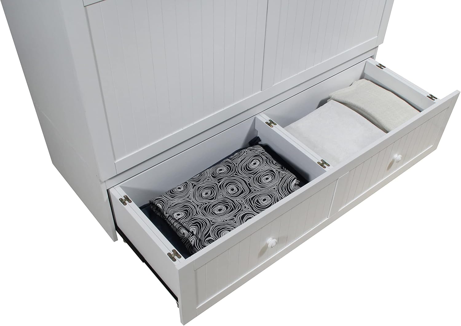 White Queen Murphy Cabinet Chest Bed with Charging Station 6 Inch H4763