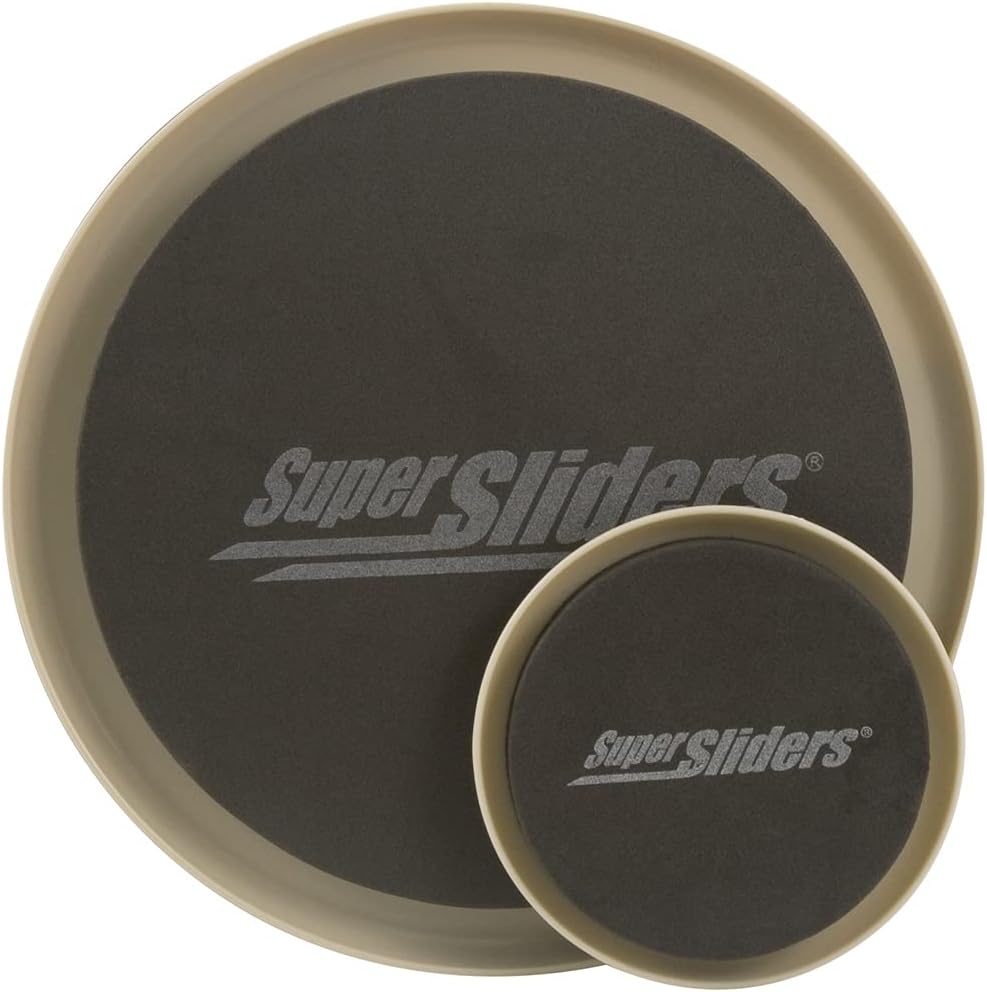 3 1/2" & 7" Round Reusable Furniture Sliders for Carpet, Beige (8 Pack) Z827609