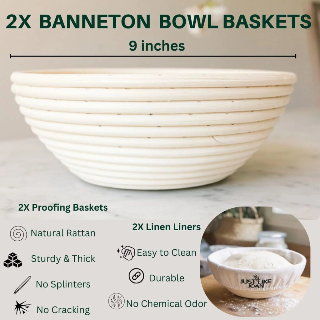 Sourdough Bread Baking Kit with Starter Jar and Banneton Bowl Basket T85851