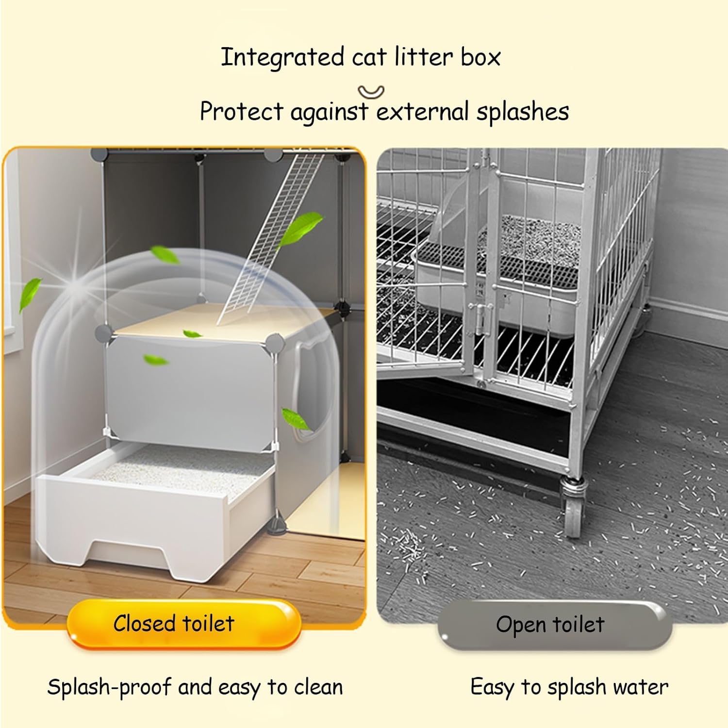 Cat Cage with Cat Litter Box, Large 2/3 Tier Cat Playpen Cat Kennels U8804