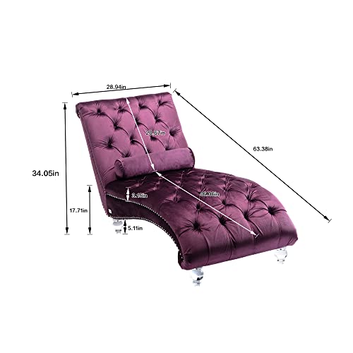Emerald Velvet Chaise Sofa with Lumbar Pillow O6927