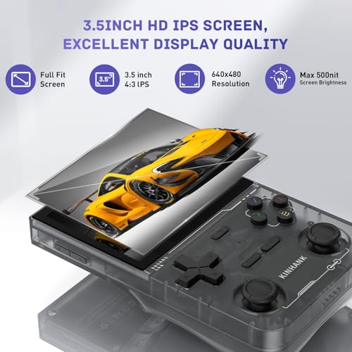 Retro Handheld Game Console with 64GB TF Card, 3.5 Inch IPS Screen Black C84244