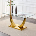 Contemporary Glass Top Rectangular Dining Table with Stainless Steel Base V795