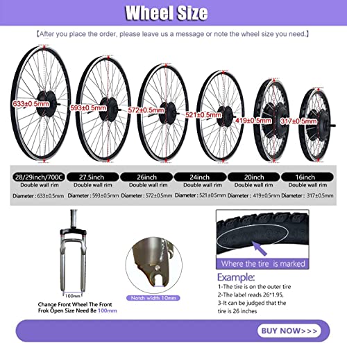 48V 1000W Front Motor Electric Bike Conversion Kit with KT-LCD6 Display P45670