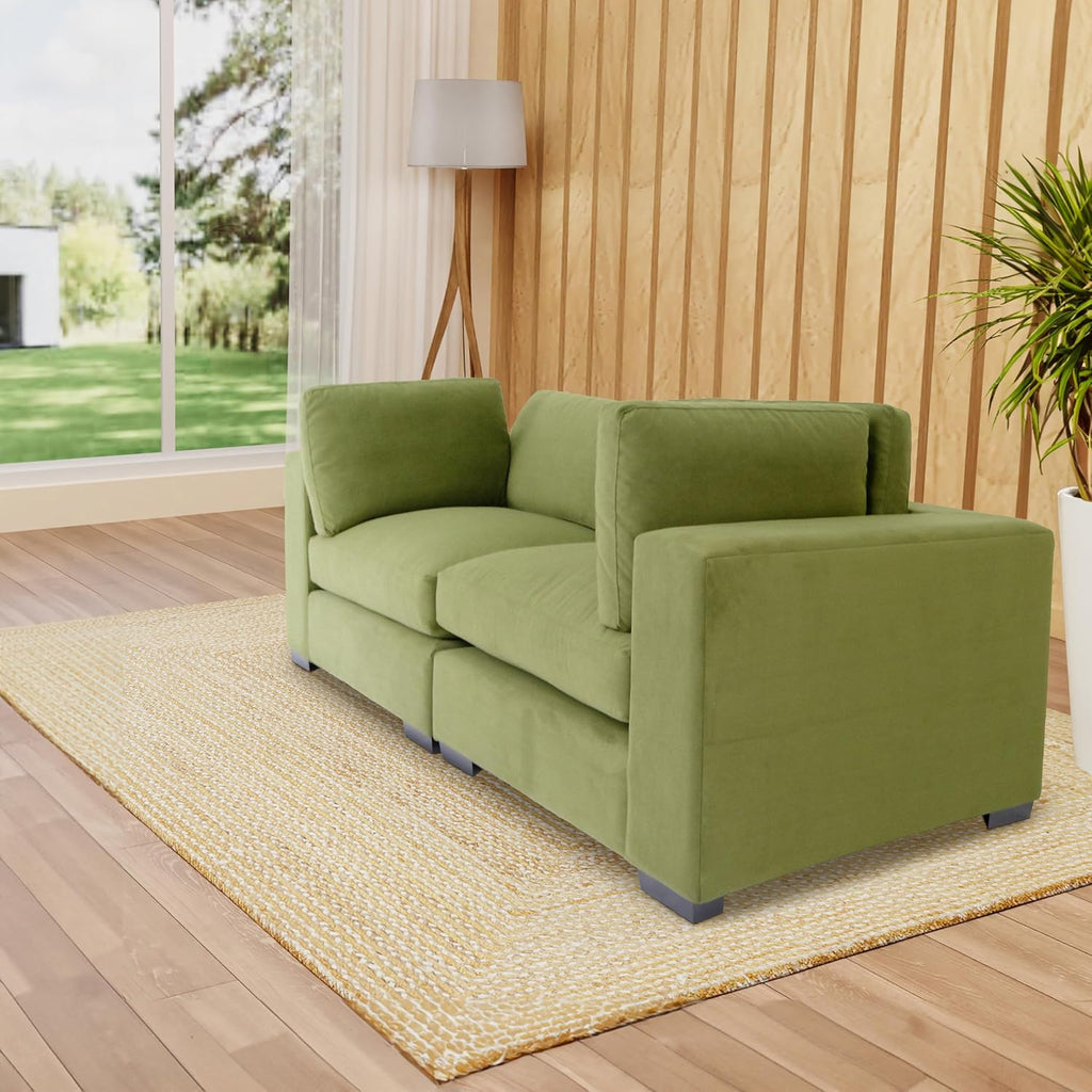 Forest Green Polyester Loveseat Sofa I9032