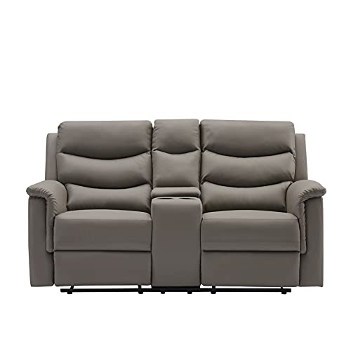 Gray Double Recliner Sofa with Cup-Holder S26779