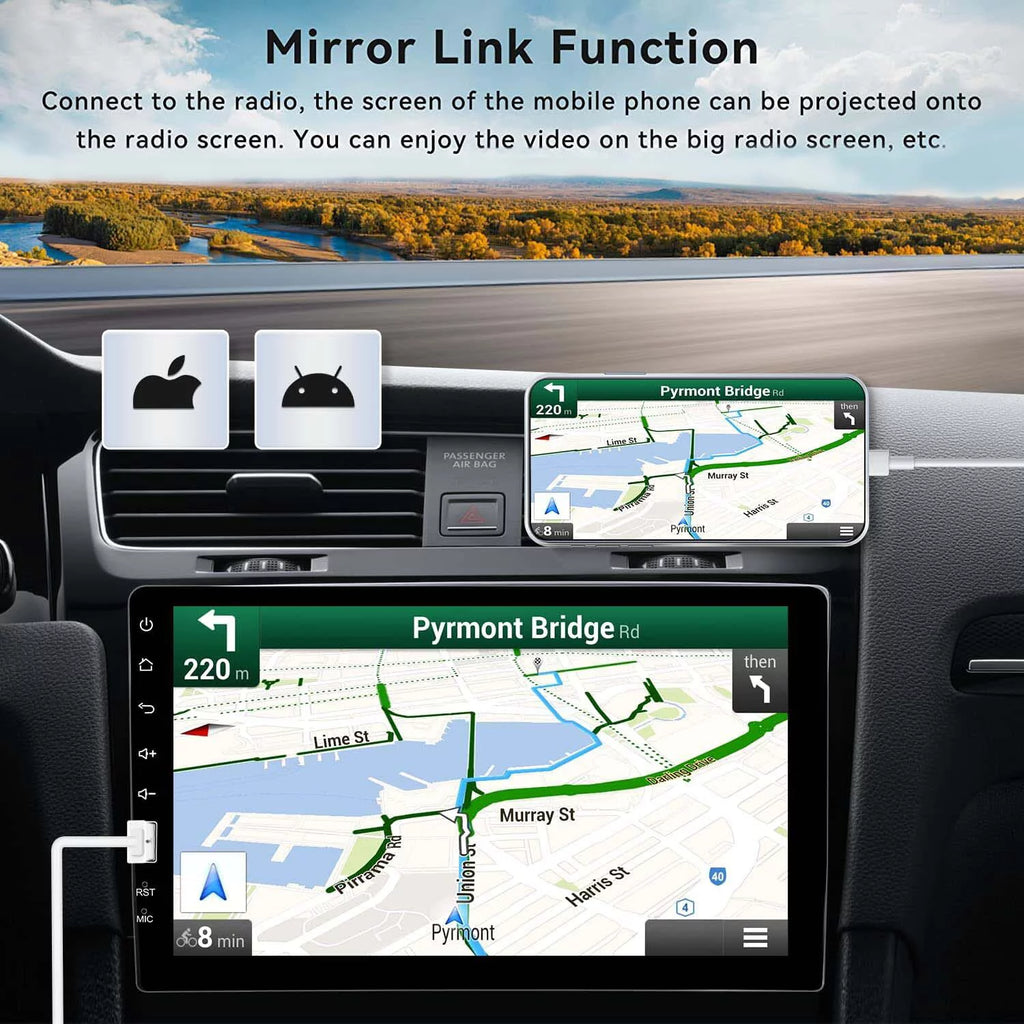Single 1 Din 9'' Car Stereo HD Touch Screen Car MP5 Player Car Radio Audio Bluetooth Mirror Link USB FM Function with Microphone & Rearview Camera W44068