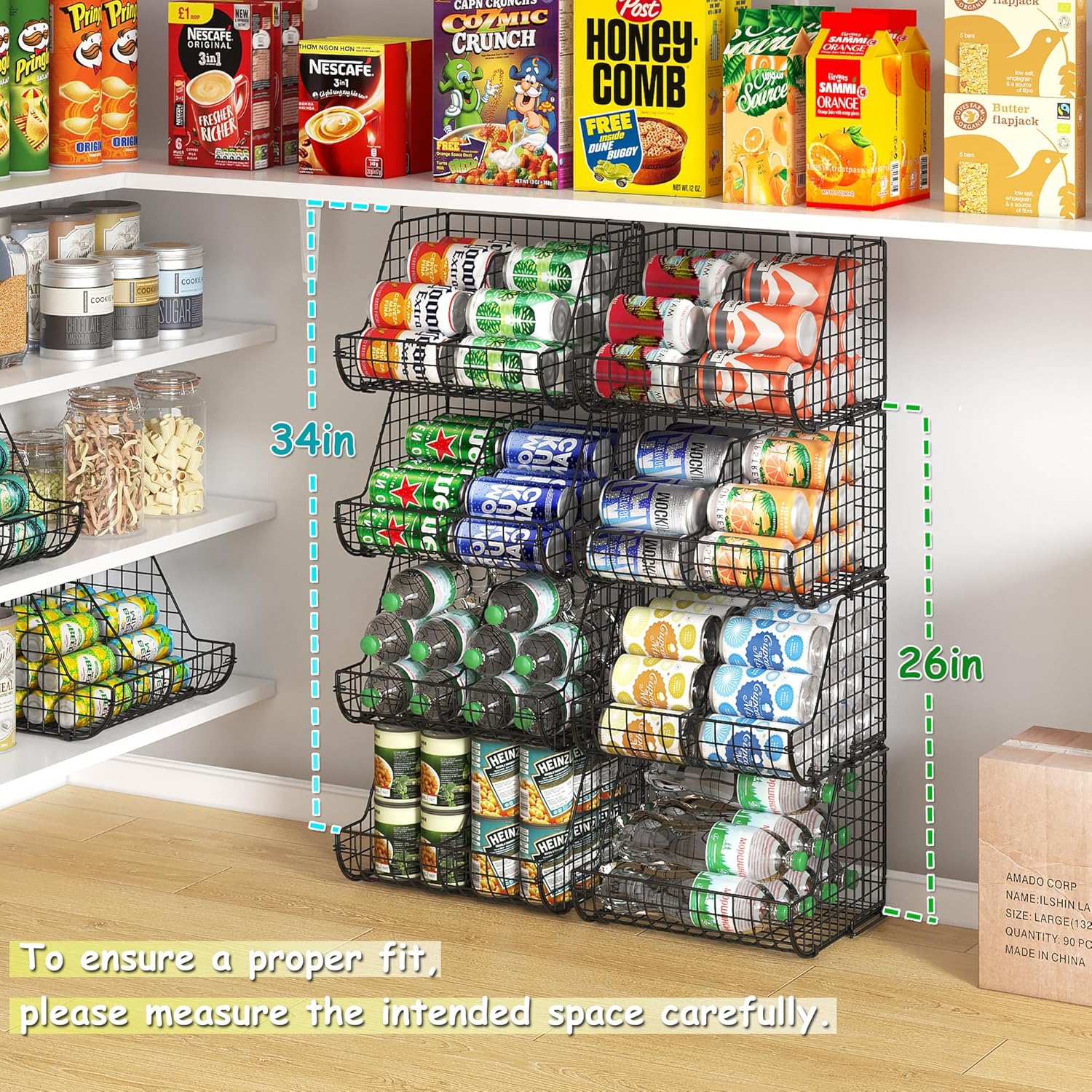 3 Tier Can Dispenser with 3 Divider, Wire Bins H4092