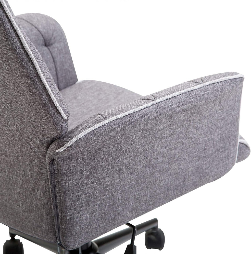 Dark Gray Linen Office Chair with Swivel Wheels D658