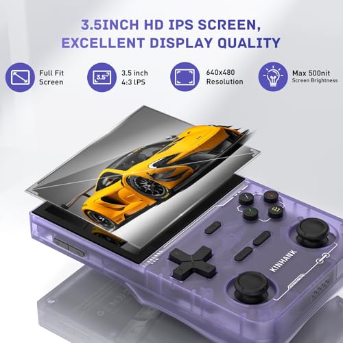 Retro Handheld Game Console with 64GB TF Card, 3.5 Inch IPS Screen Black C84244