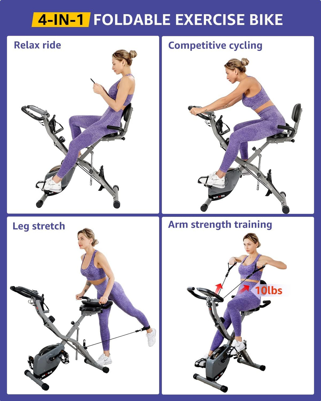Cement Grey 4 IN 1 Foldable Indoor Cycling Bike J8296
