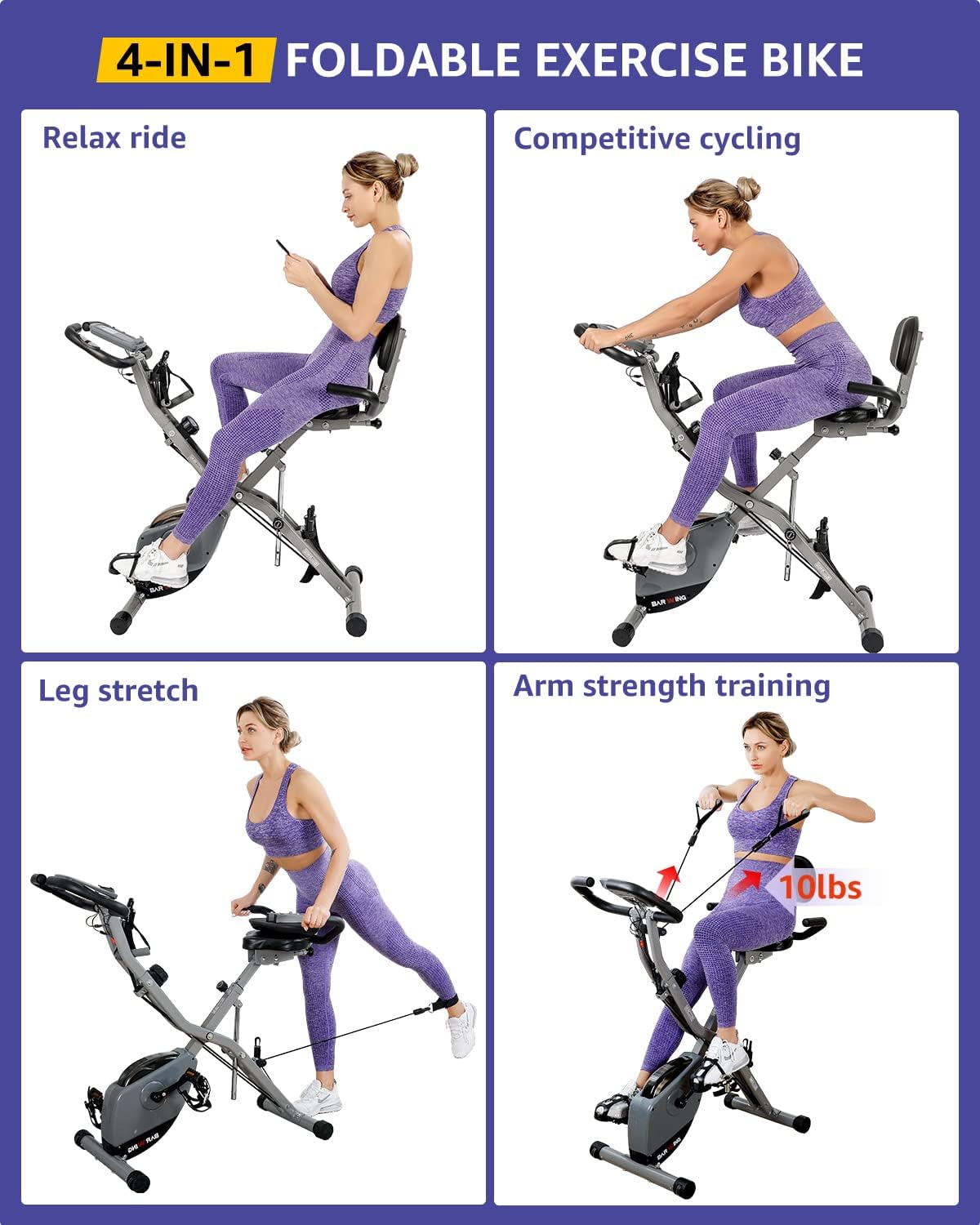 Cement Grey 4 IN 1 Foldable Indoor Cycling Bike J8296