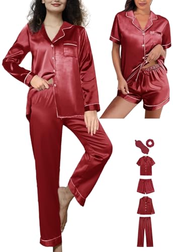 6Pcs Silk Satin Pajamas Set G900