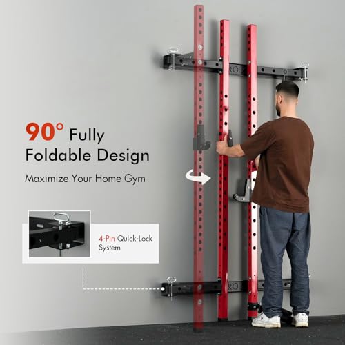 2" x 2" Folding Wall Mounted Squat Rack with Pull Up Bar Z840