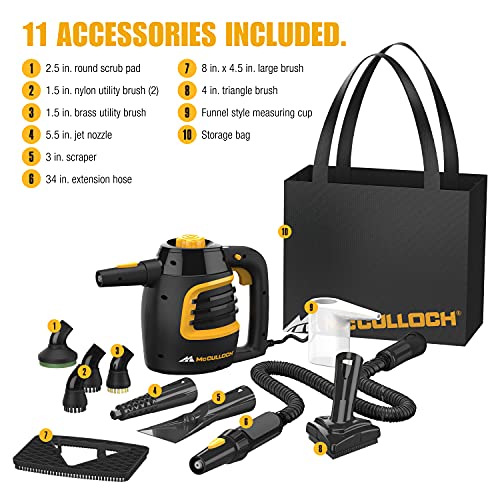 Handheld Steam Cleaner, 10 Minute Runtime, 11 Accessories Y848972