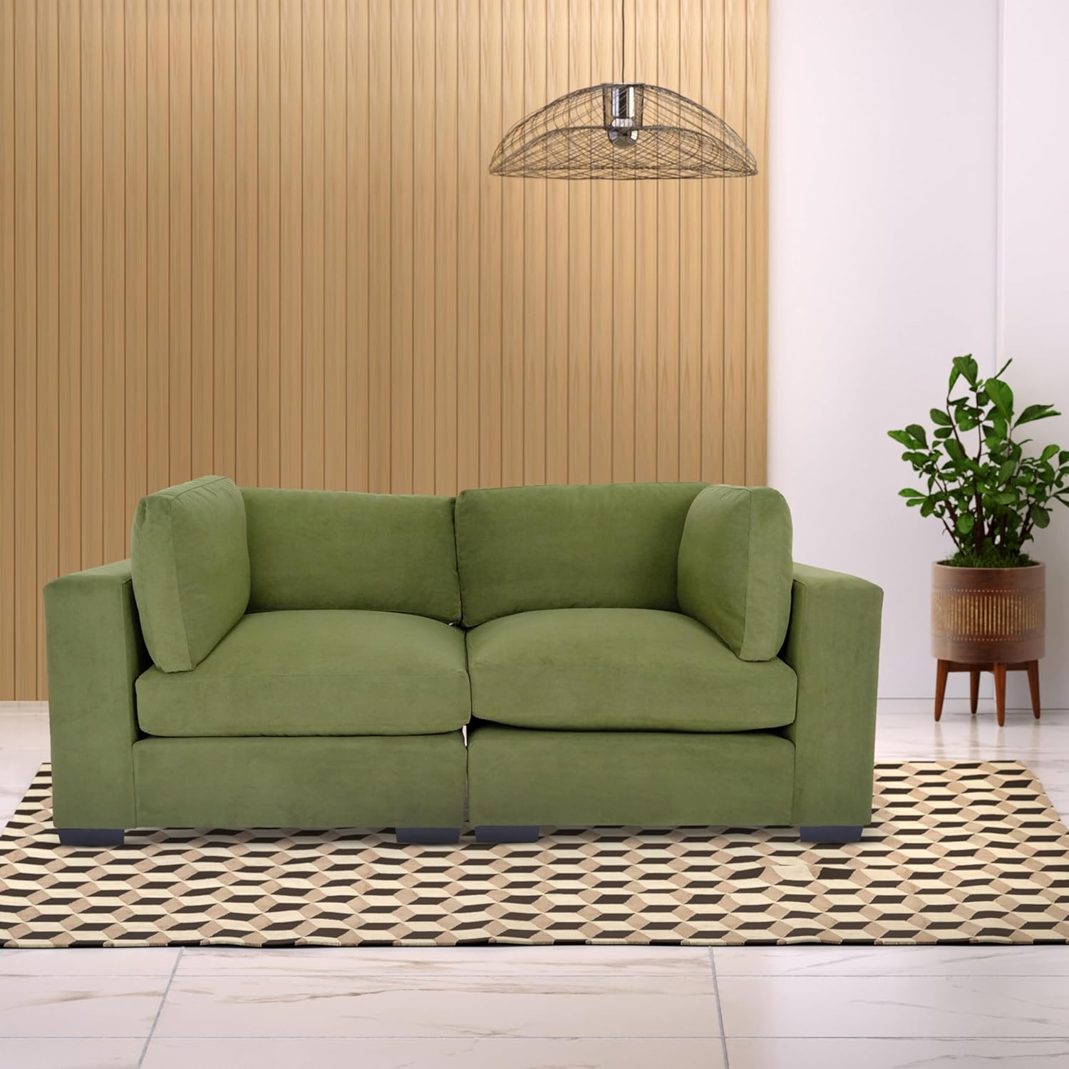 Forest Green Polyester Loveseat Sofa I9032