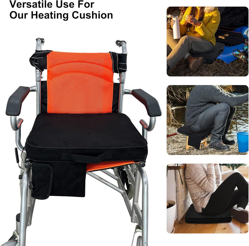 Portable Heated Seat Cushion with 3 Heating Settings Memory Foam O4614