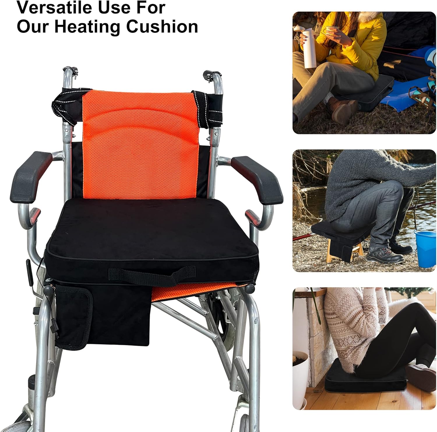 Portable Heated Seat Cushion with 3 Heating Settings Memory Foam O4614